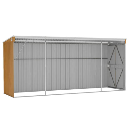 vidaXL Wall-mounted Garden Shed Brown 118x382x178 cm Galvanised Steel