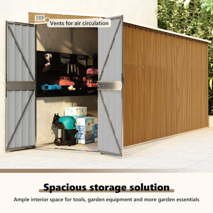 vidaXL Wall-mounted Garden Shed Brown 118x382x178 cm Galvanised Steel