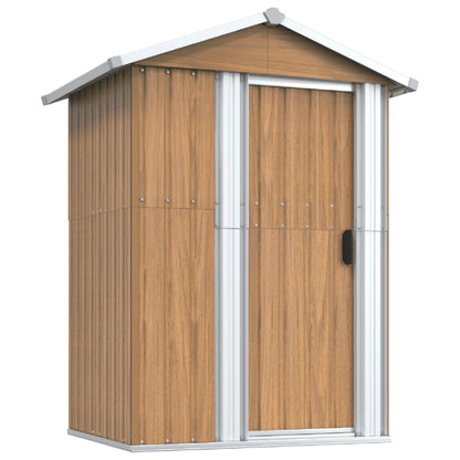 vidaXL Garden Shed Brown 126x97.5x177 cm Galvanised Steel