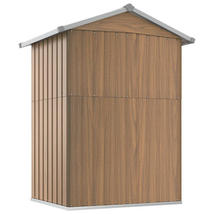 vidaXL Garden Shed Brown 126x97.5x177 cm Galvanised Steel