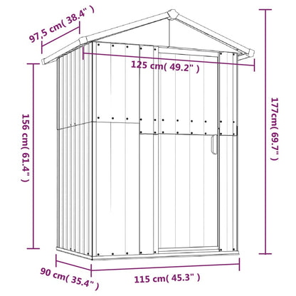 vidaXL Garden Shed Brown 126x97.5x177 cm Galvanised Steel