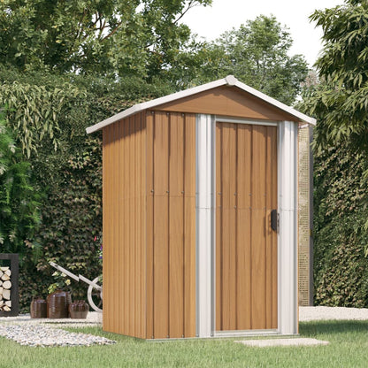 vidaXL Garden Shed Brown 126x97.5x177 cm Galvanised Steel