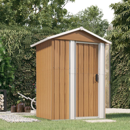 vidaXL Garden Shed Brown 126x97,5x177 cm Galvanised Steel
