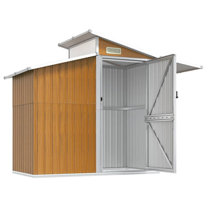 vidaXL Garden Shed Brown 270x130x208.5 cm Galvanised Steel