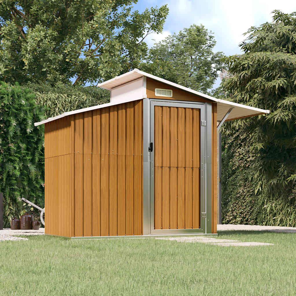 vidaXL Garden Shed Brown 270x130x208.5 cm Galvanised Steel