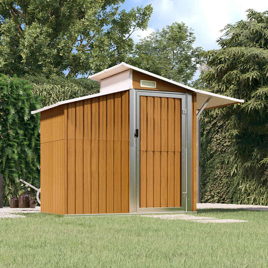 vidaXL Garden Shed Brown 270x130x208,5 cm Galvanised Steel