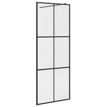 vidaXL Walk-in Shower Wall with Clear ESG Glass 80x195 cm Black