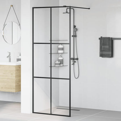 vidaXL Walk-in Shower Wall with Clear ESG Glass 80x195 cm Black