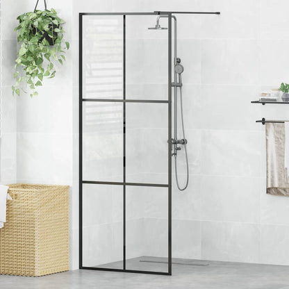 vidaXL Walk-in Shower Wall with Clear ESG Glass 80x195 cm Black