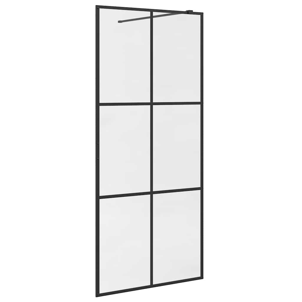 vidaXL Walk-in Shower Wall with Clear ESG Glass 90x195 cm Black