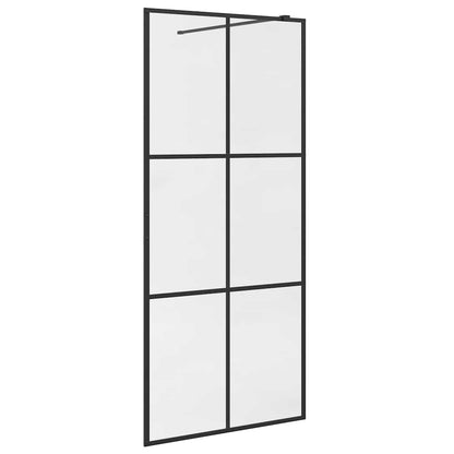 vidaXL Walk-in Shower Wall with Clear ESG Glass 90x195 cm Black