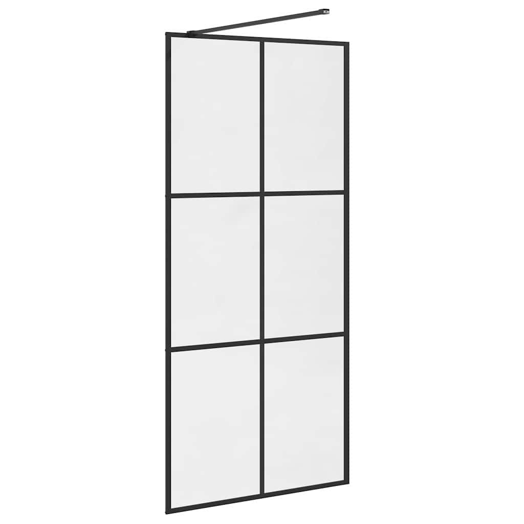vidaXL Walk-in Shower Wall with Clear ESG Glass 90x195 cm Black