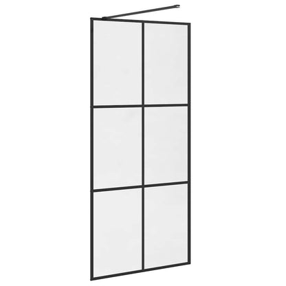 vidaXL Walk-in Shower Wall with Clear ESG Glass 90x195 cm Black
