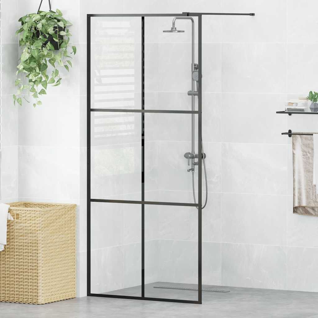 vidaXL Walk-in Shower Wall with Clear ESG Glass 90x195 cm Black