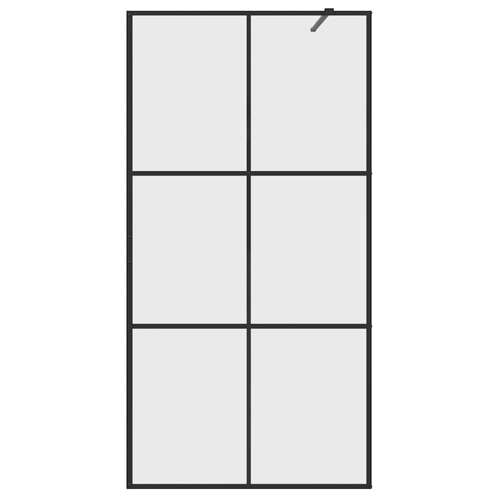 vidaXL Walk-in Shower Wall with Clear ESG Glass 100x195 cm Black