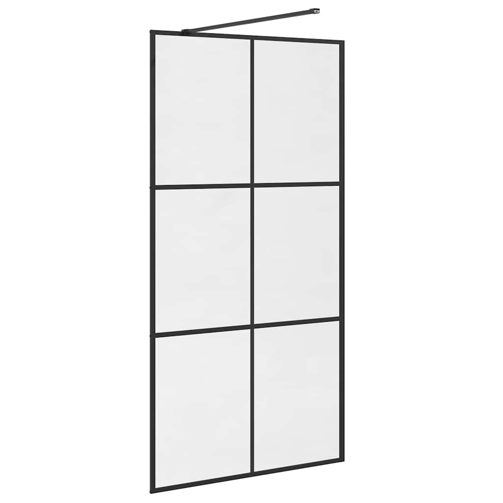 vidaXL Walk-in Shower Wall with Clear ESG Glass 100x195 cm Black