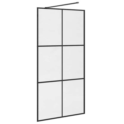 vidaXL Walk-in Shower Wall with Clear ESG Glass 100x195 cm Black