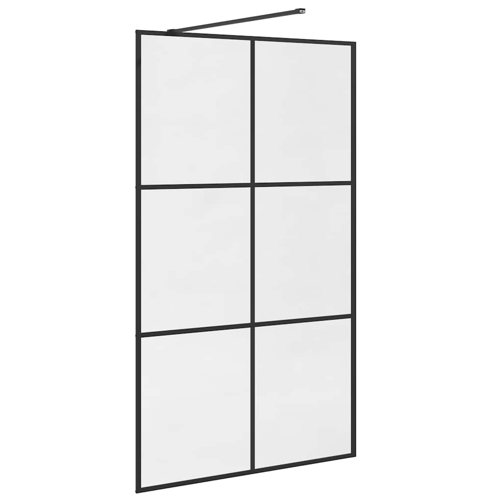 vidaXL Walk-in Shower Wall with Clear ESG Glass 115x195 cm Black