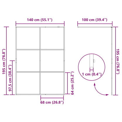 vidaXL Walk-in Shower Wall with Clear ESG Glass 140x195 cm Black