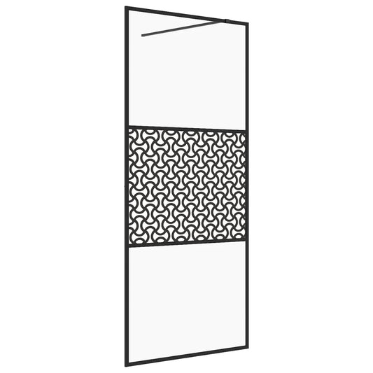 vidaXL Walk-in Shower Wall with Clear ESG Glass 90x195 cm Black
