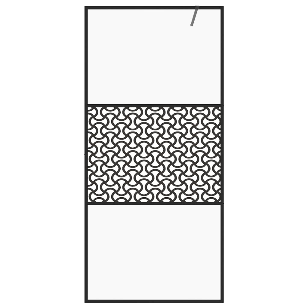 vidaXL Walk-in Shower Wall with Clear ESG Glass 90x195 cm Black