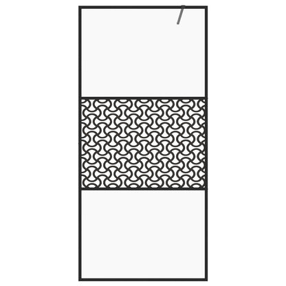 vidaXL Walk-in Shower Wall with Clear ESG Glass 90x195 cm Black