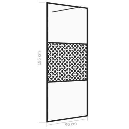 vidaXL Walk-in Shower Wall with Clear ESG Glass 90x195 cm Black