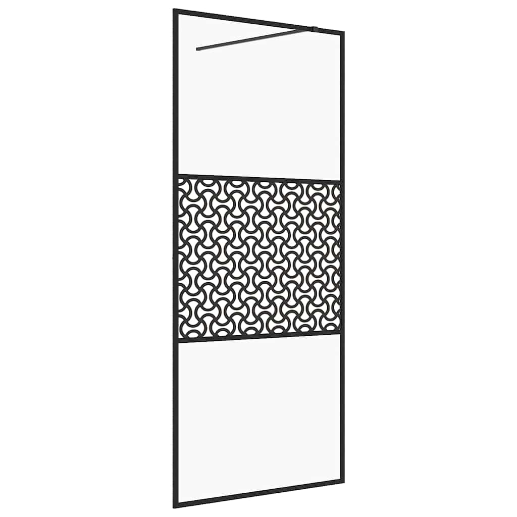 vidaXL Walk-in Shower Wall with Clear ESG Glass 100x195 cm Black