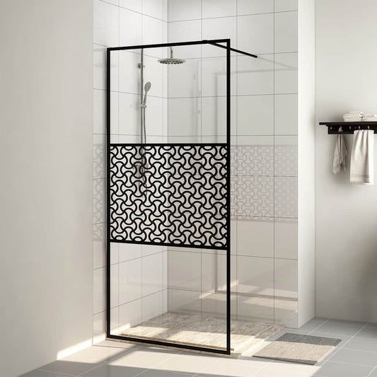 151030 vidaXL Walk-in Shower Wall with Clear ESG Glass 100x195 cm Black