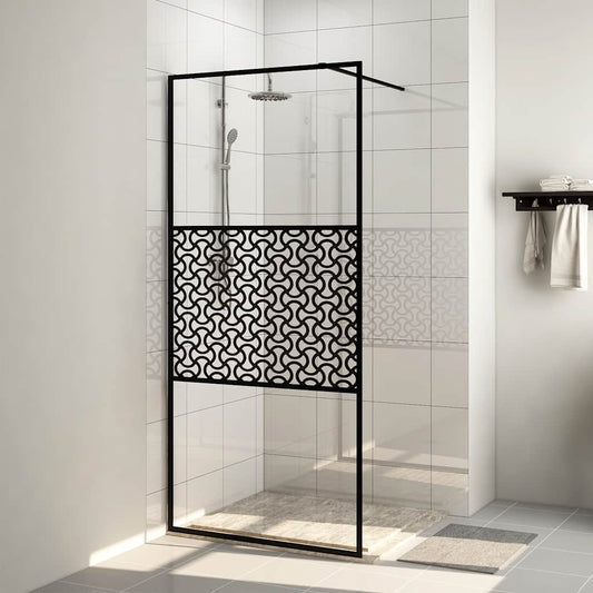 vidaXL Walk-in Shower Wall with Clear ESG Glass 115x195 cm Black