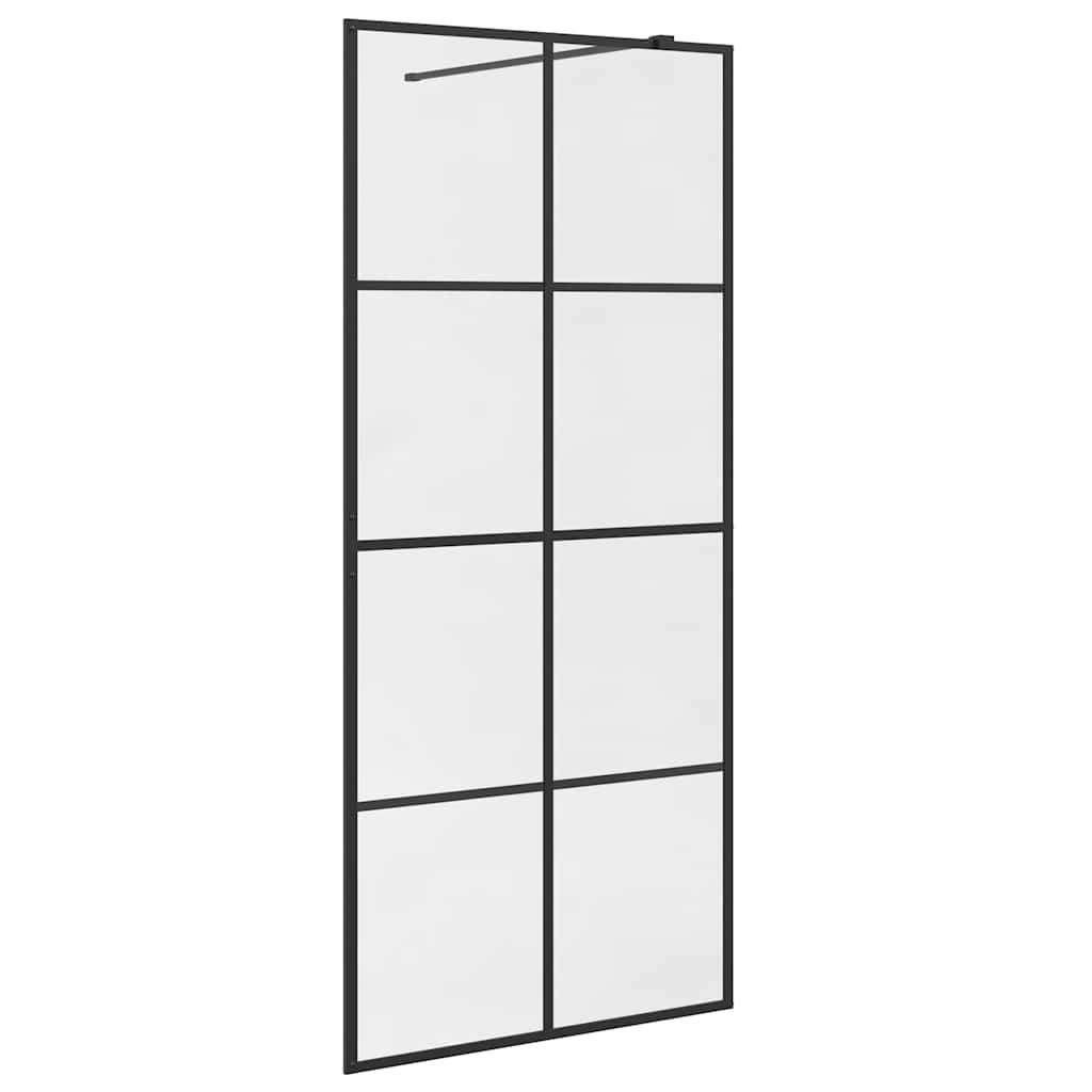 vidaXL Walk-in Shower Wall with Clear ESG Glass 90x195 cm Black
