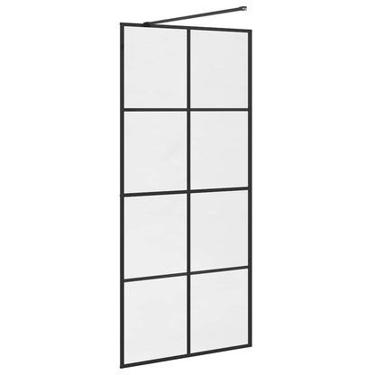 vidaXL Walk-in Shower Wall with Clear ESG Glass 90x195 cm Black