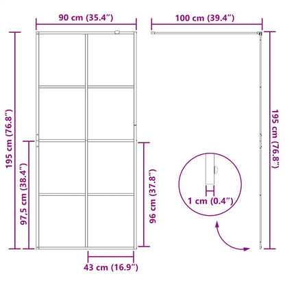 vidaXL Walk-in Shower Wall with Clear ESG Glass 90x195 cm Black