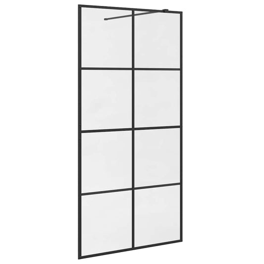 vidaXL Walk-in Shower Wall with Clear ESG Glass 100x195 cm Black