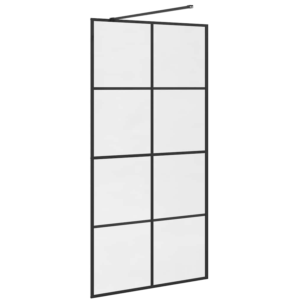 vidaXL Walk-in Shower Wall with Clear ESG Glass 100x195 cm Black