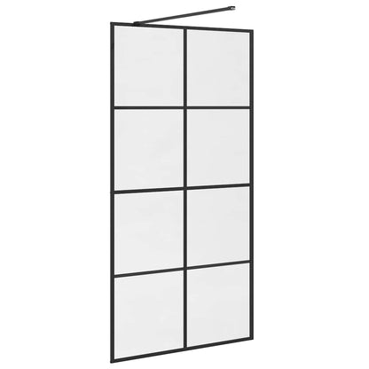 vidaXL Walk-in Shower Wall with Clear ESG Glass 100x195 cm Black