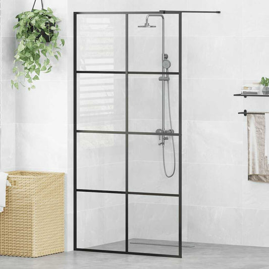 vidaXL Walk-in Shower Wall with Clear ESG Glass 100x195 cm Black