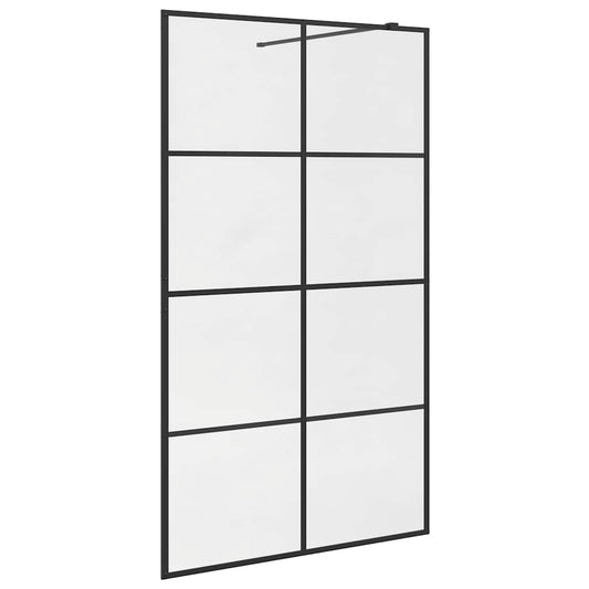 vidaXL Walk-in Shower Wall with Clear ESG Glass 115x195 cm Black