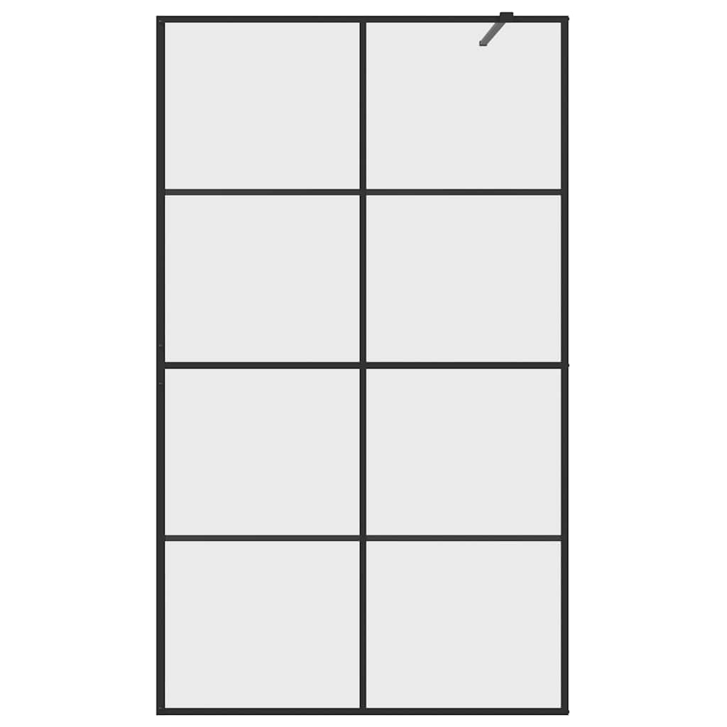 vidaXL Walk-in Shower Wall with Clear ESG Glass 115x195 cm Black
