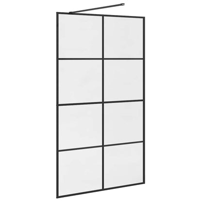 vidaXL Walk-in Shower Wall with Clear ESG Glass 115x195 cm Black