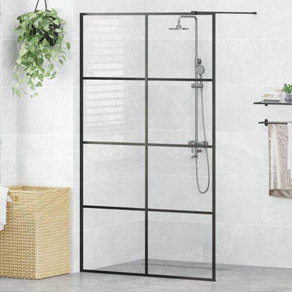 vidaXL Walk-in Shower Wall with Clear ESG Glass 115x195 cm Black