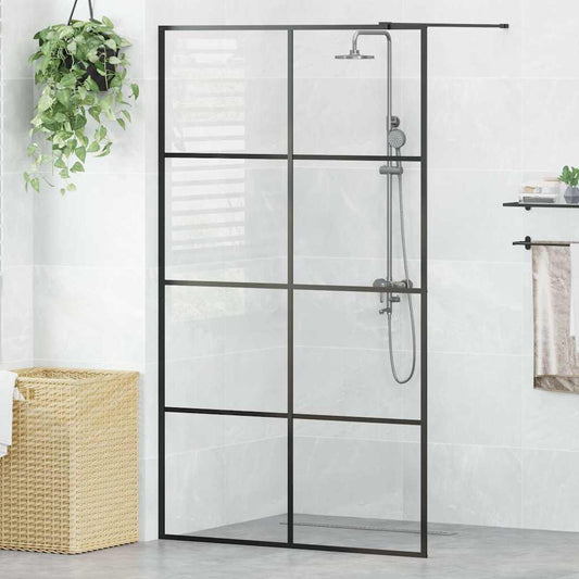 vidaXL Walk-in Shower Wall with Clear ESG Glass 115x195 cm Black