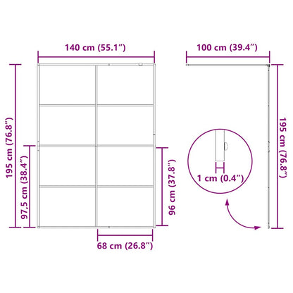 vidaXL Walk-in Shower Wall with Clear ESG Glass 140x195 cm Black