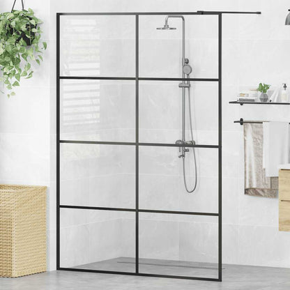 vidaXL Walk-in Shower Wall with Clear ESG Glass 140x195 cm Black