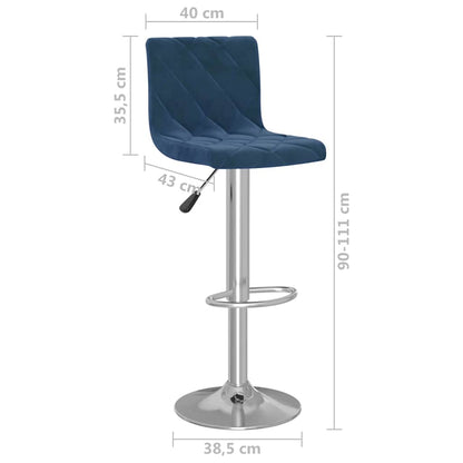vidaXL Bar Stools 2 pcs Blue Velvet