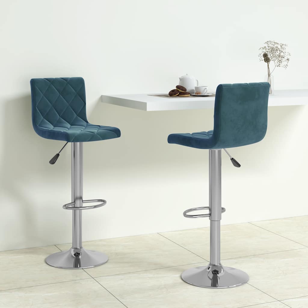 vidaXL Bar Stools 2 pcs Blue Velvet