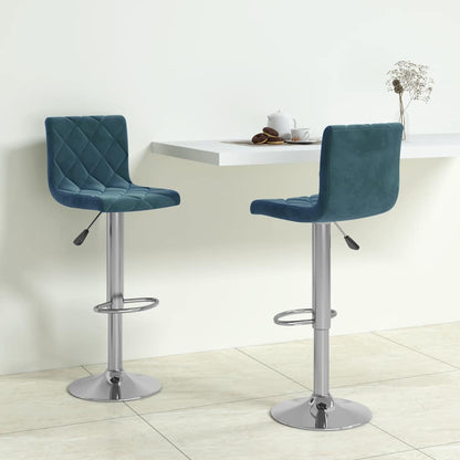 vidaXL Bar Stools 2 pcs Blue Velvet