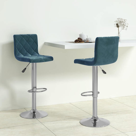 vidaXL Bar Stools 2 pcs Blue Velvet