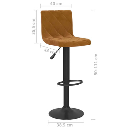 vidaXL Bar Stools 2 pcs Brown Velvet