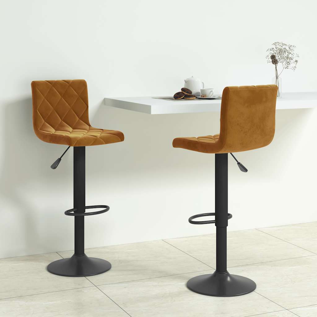 vidaXL Bar Stools 2 pcs Brown Velvet